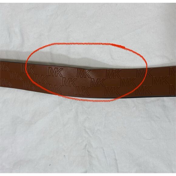 Vintage Michael Kors Unisex Brown Leather Belt Gold Hardware Size M Embossed - Picture 5 of 6